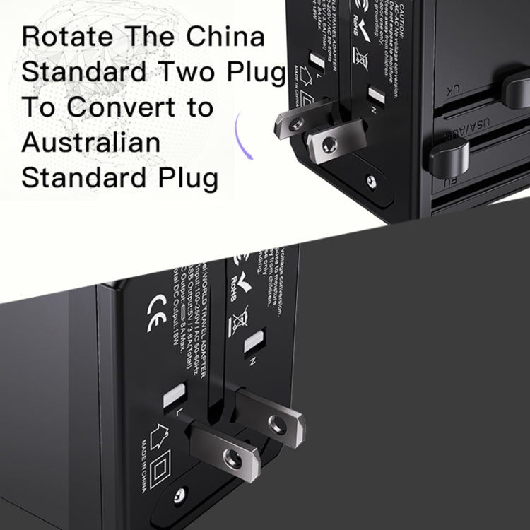 Yesido MC-10 3 USB + Type-C Ports Multi-function Universal Travel Adapter Plug