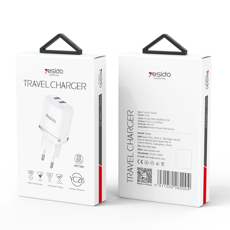 Yesido YC-26 USB Dual Ports Travel Charger