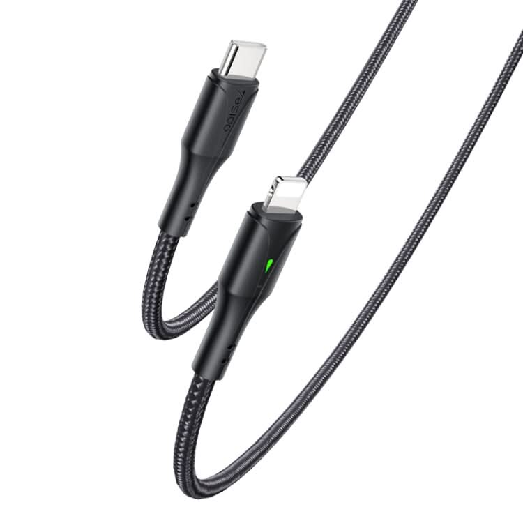 YESIDO CA99 20W USB-C / Type-C to 8 Pin Braided Charging Data Cable with Indicator Light