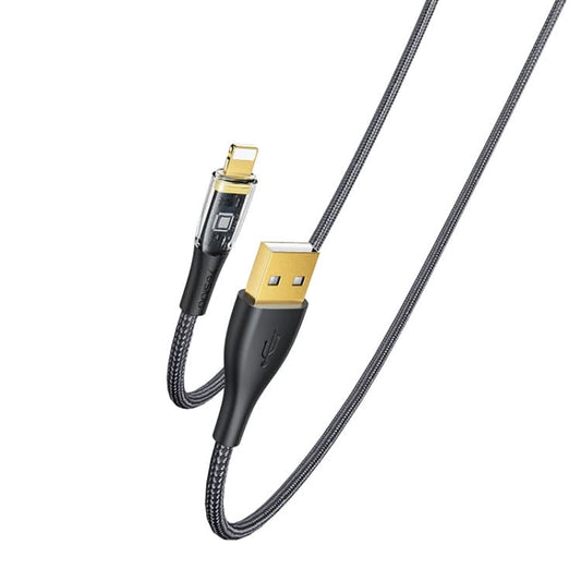 YESIDO CA104 2.4A USB-C / Type-C to 8 Pin Transparent Charging Data Cable