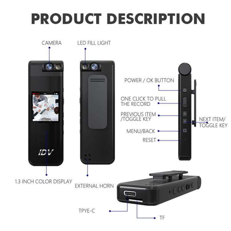 iDV L13 1080P Portable HD Mini Audio Video Recorder Reluova