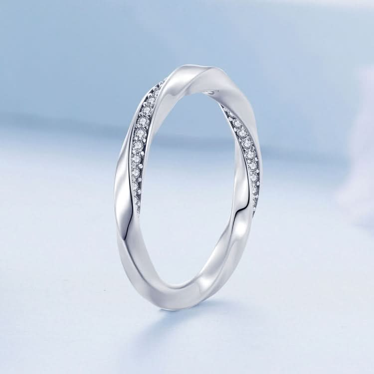 S925 Sterling Silver White Gold Plated Zircon Mobius Ring Hand Decoration Reluova