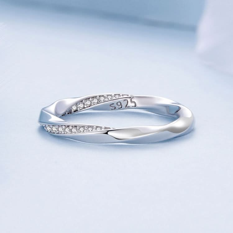 S925 Sterling Silver White Gold Plated Zircon Mobius Ring Hand Decoration Reluova