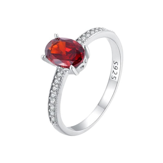 S925 Sterling Silver White Gold Plated Zircon Exquisite Pomegranate Ring Hand Decoration Reluova