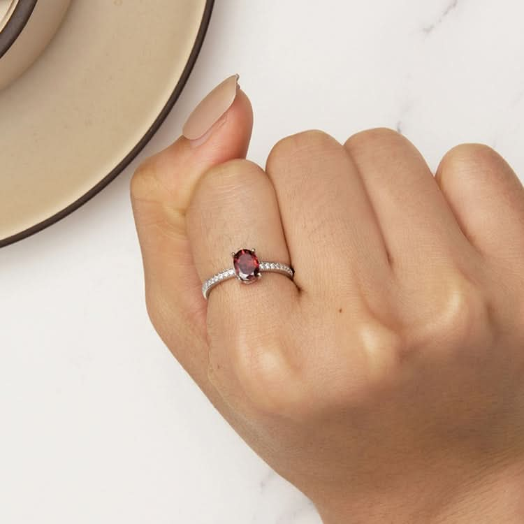 S925 Sterling Silver White Gold Plated Zircon Exquisite Pomegranate Ring Hand Decoration Reluova