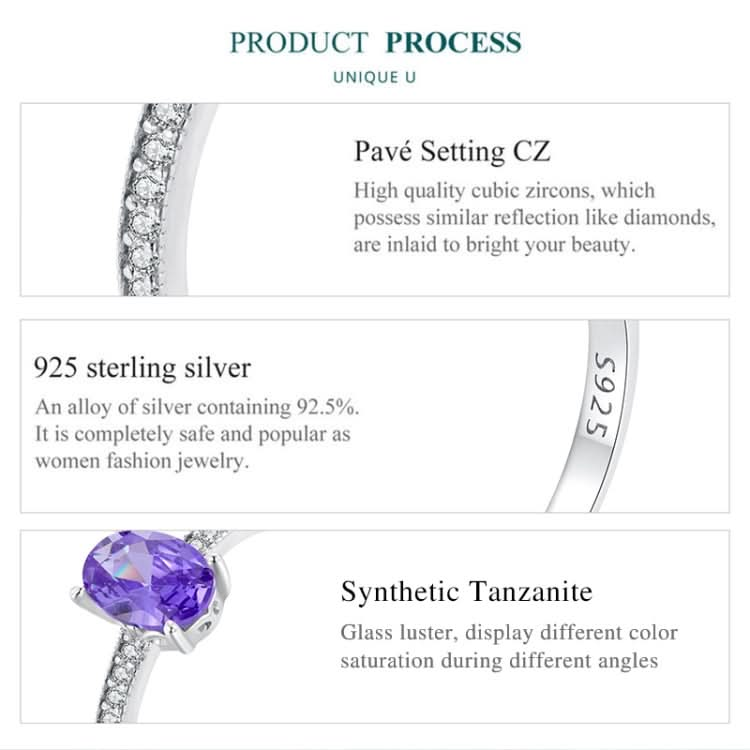 S925 Sterling Silver White Gold Plated Exquisite Tanzanite Ring Hand Decoration Reluova