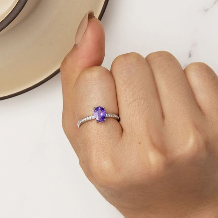 S925 Sterling Silver White Gold Plated Exquisite Tanzanite Ring Hand Decoration Reluova