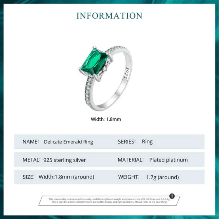 S925 Sterling Silver White Gold Plated Light Luxury Green Diamond Ring Hand Decoration Reluova