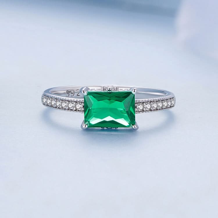 S925 Sterling Silver White Gold Plated Light Luxury Green Diamond Ring Hand Decoration Reluova