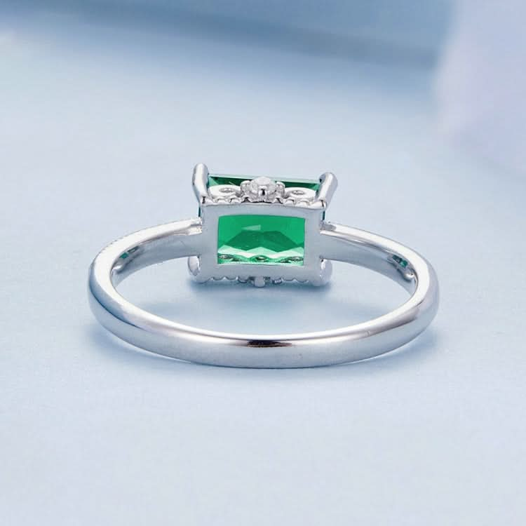 S925 Sterling Silver White Gold Plated Light Luxury Green Diamond Ring Hand Decoration Reluova