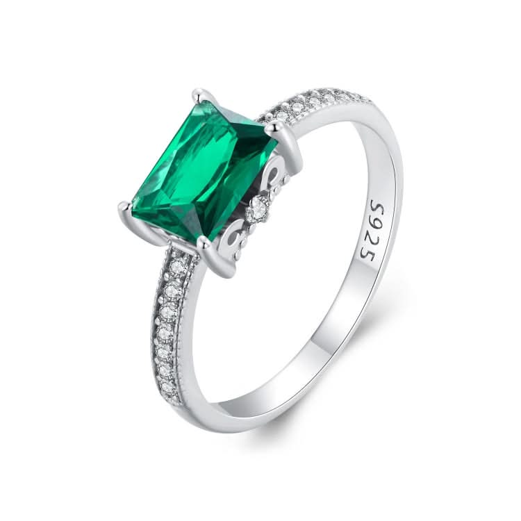 S925 Sterling Silver White Gold Plated Light Luxury Green Diamond Ring Hand Decoration Reluova