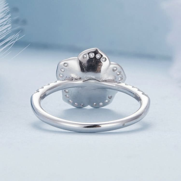 S925 Sterling Silver White Gold Plated Zircon Rose Ring Hand Decoration Reluova