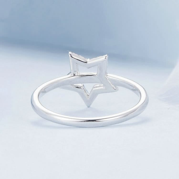 S925 Sterling Silver White Gold Plated Hollow Star Ring Hand Decoration Reluova