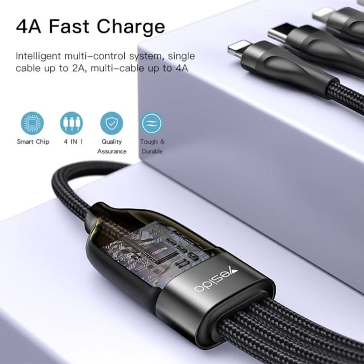 YESIDO CA111 1.2m 4A USB to Dual Type-C + Dual 8 Pin Charging Cable