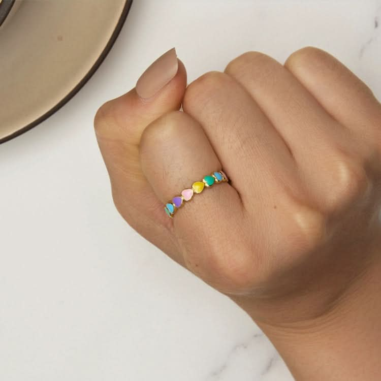 S925 Sterling Silver Gold-plated Personalized Colorful Love Ring Hand Decoration Reluova