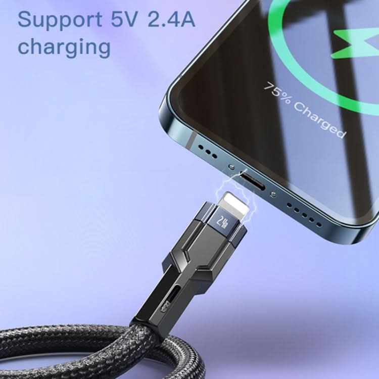 YESIDO CA107 1.2m 2.4A USB-C / Type-C to 8 Pin OD0.6 Charging Data Cable