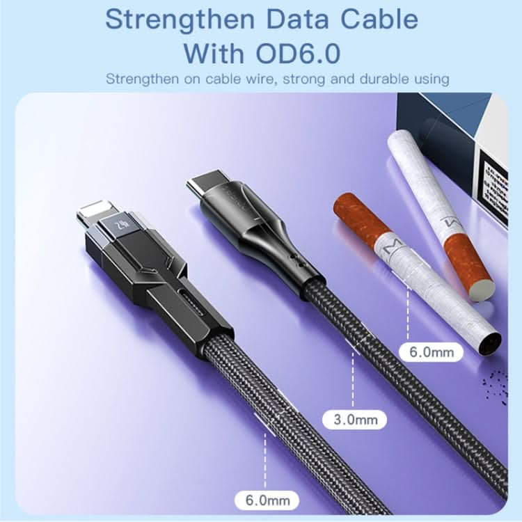 YESIDO CA107 1.2m 2.4A USB-C / Type-C to 8 Pin OD0.6 Charging Data Cable