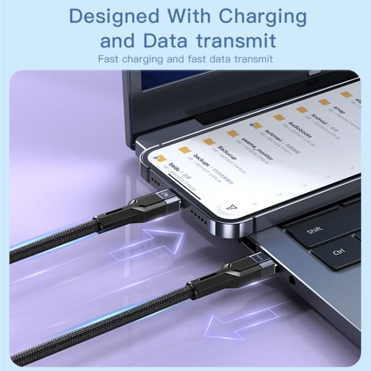 YESIDO CA107 1.2m 2.4A USB-C / Type-C to 8 Pin OD0.6 Charging Data Cable