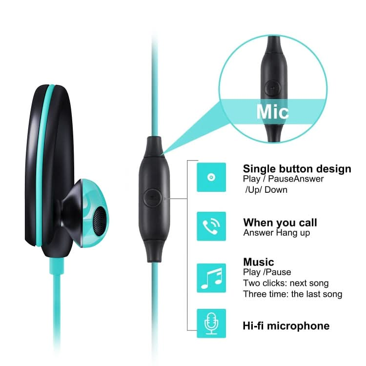 Mucro R12 Wired Stereo Over-Ear Sports Earphone, Length: 1.2m