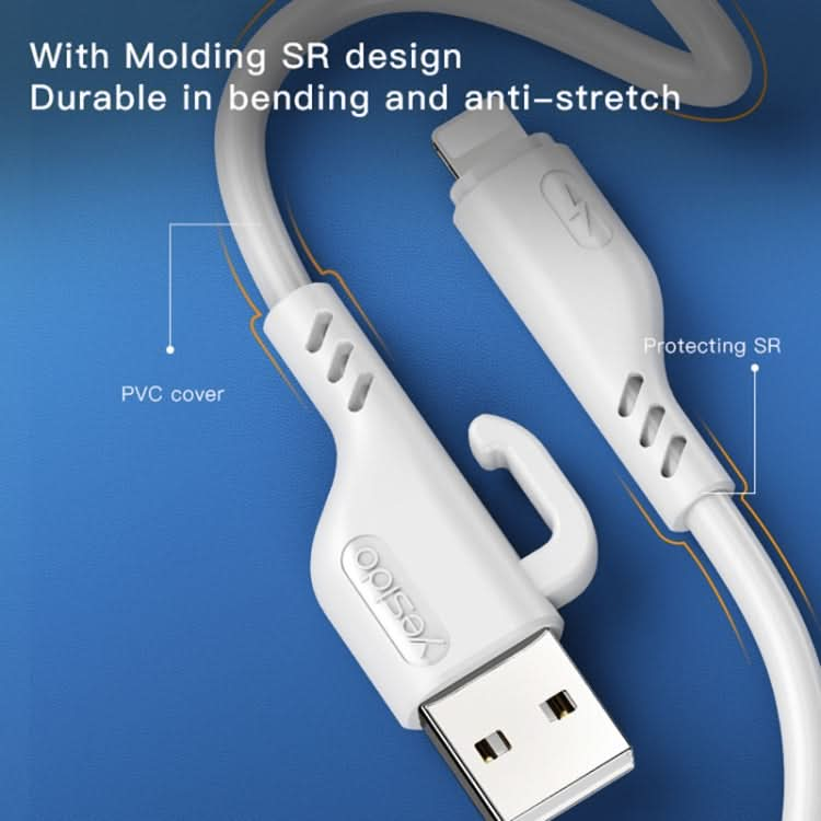 YESIDO CA105 1.2m 2.4A USB to 8 Pin Charging Data Cable with Hook