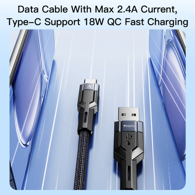 YESIDO CA106 1.2m 2.4A USB to USB-C / Type-C OD0.6 Charging Data Cable