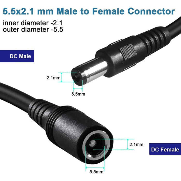 5.5 x 2.1mm Female to Male DC Power Extension Cable