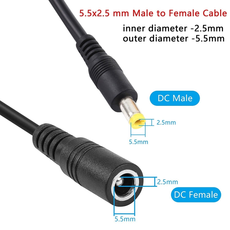 5.5 x 2.5mm Female to Male DC Power Extension Cable