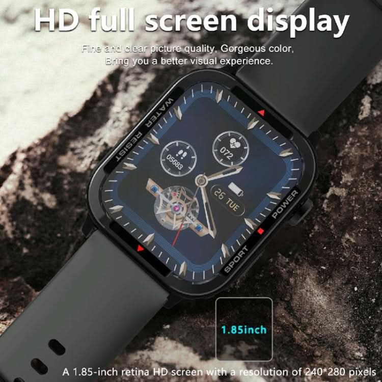 G96 1.85 inch HD Square Screen Rugged Smart Watch Support Bluetooth Calling/Heart Rate Monitoring/Blood Oxygen Monitoring