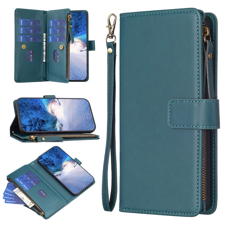 9 Card Slots Zipper Wallet Leather Flip Phone Case-Reluova