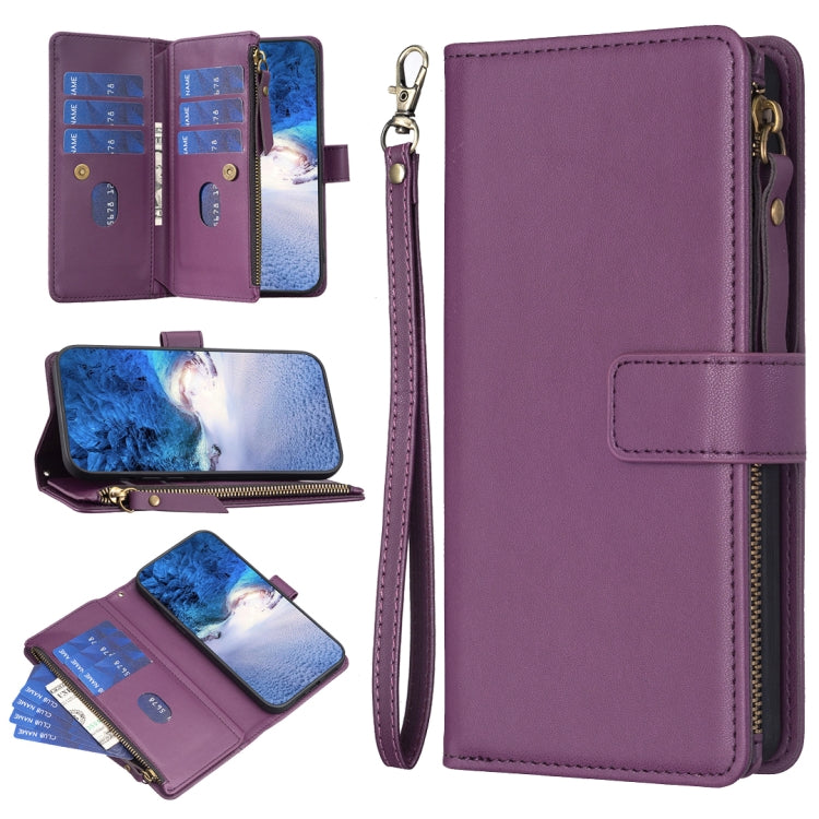 9 Card Slots Zipper Wallet Leather Flip Phone Case-Reluova