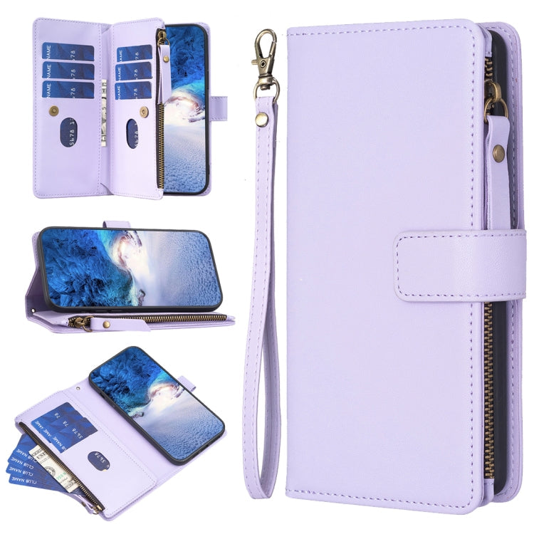 9 Card Slots Zipper Wallet Leather Flip Phone Case-Reluova