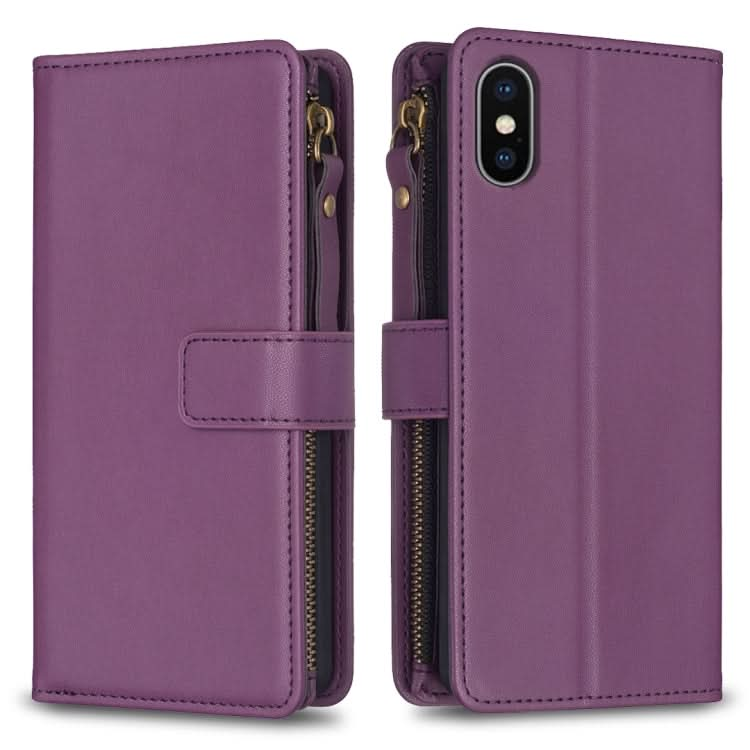 9 Card Slots Zipper Wallet Leather Flip Phone Case, Series 3