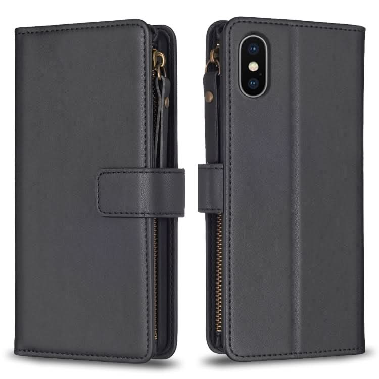 9 Card Slots Zipper Wallet Leather Flip Phone Case, Series 3