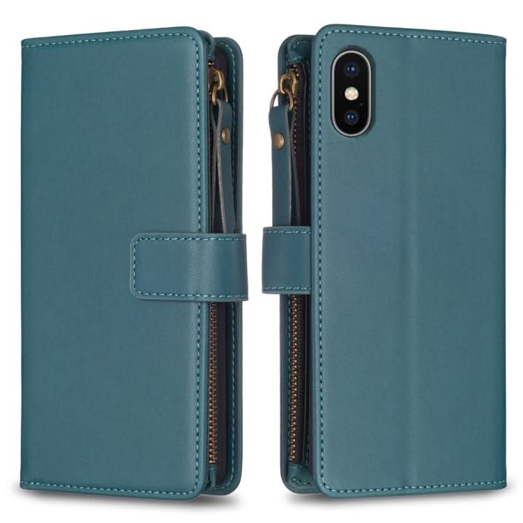 9 Card Slots Zipper Wallet Leather Flip Phone Case, Series 3