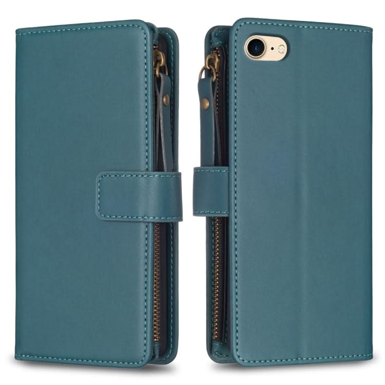 9 Card Slots Zipper Wallet Leather Flip Phone Case, Series 3