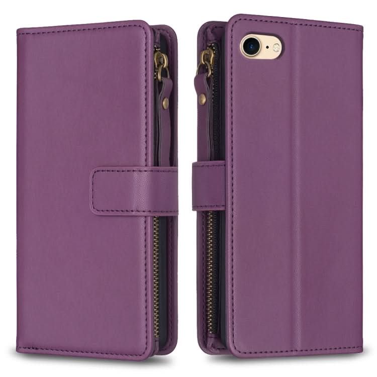 9 Card Slots Zipper Wallet Leather Flip Phone Case, Series 3