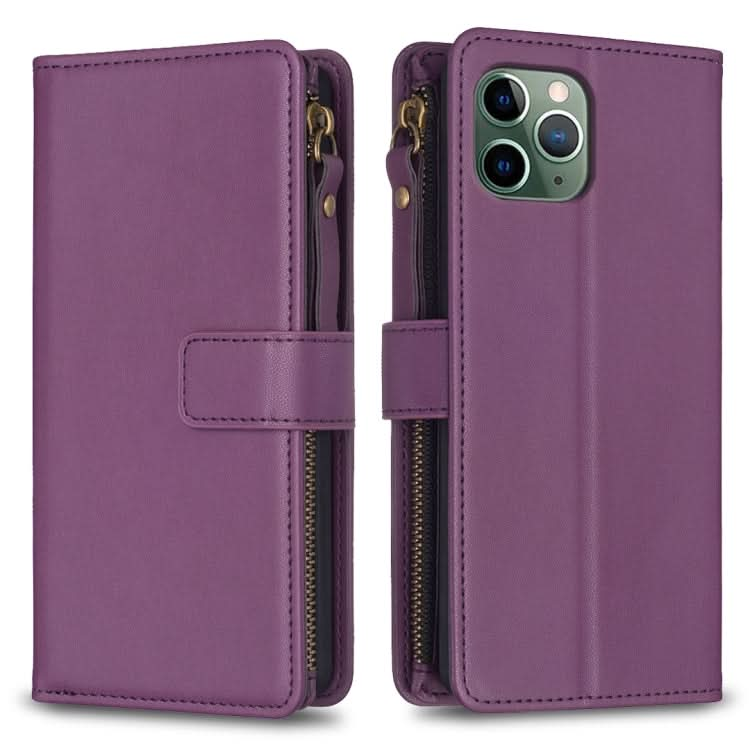 9 Card Slots Zipper Wallet Leather Flip Phone Case, Series 4