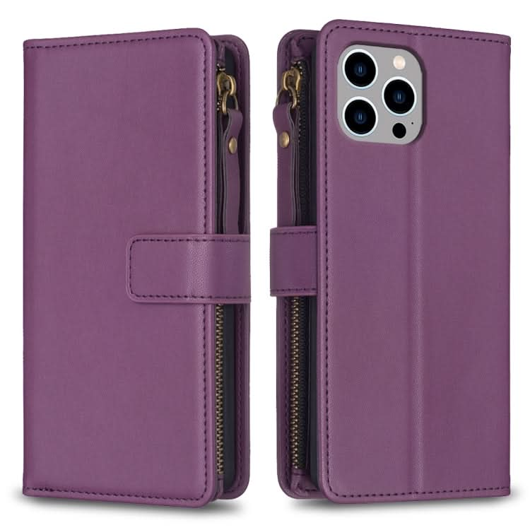 9 Card Slots Zipper Wallet Leather Flip Phone Case, Series 3