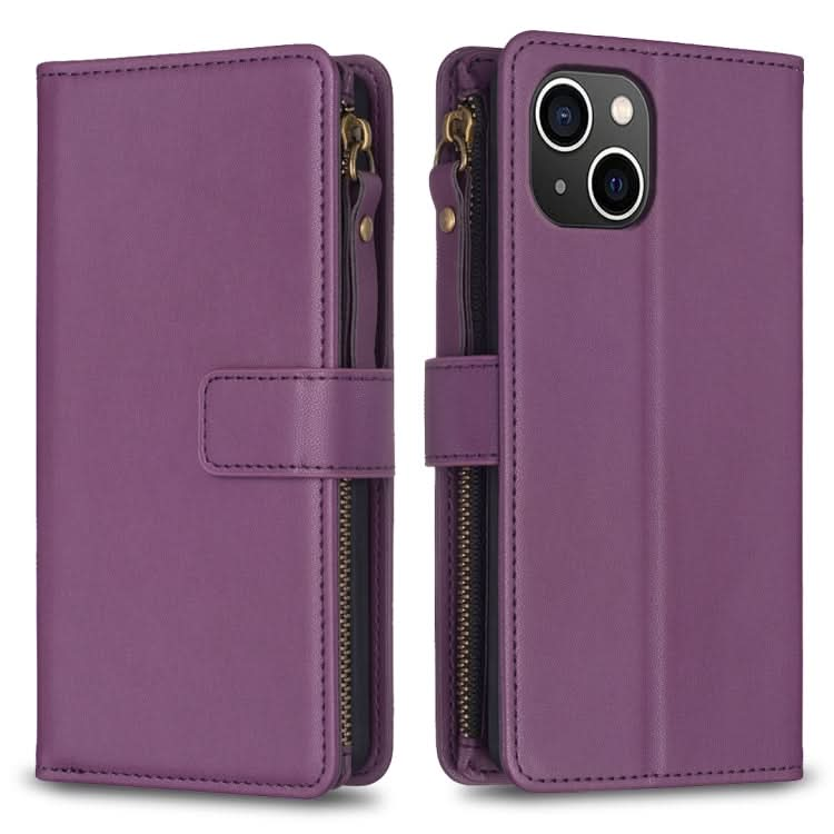 9 Card Slots Zipper Wallet Leather Flip Phone Case, Series 4