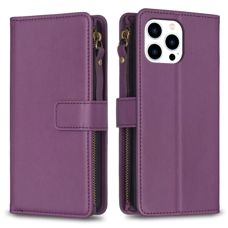 9 Card Slots Zipper Wallet Leather Flip Phone Case, Series 3