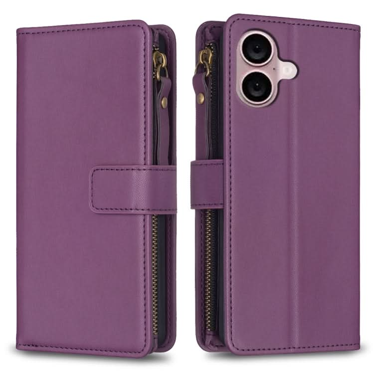 9 Card Slots Zipper Wallet Leather Flip Phone Case, Series 4