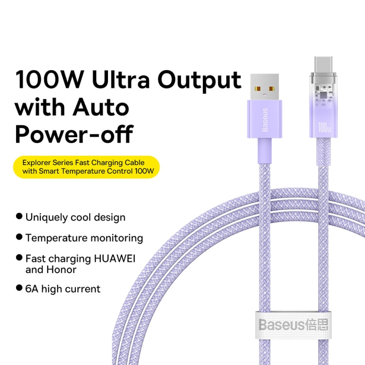 Baseus 100W USB to USB-C / Type-C Explorer Series Smart Temperature Control Fast Charging Data Cable