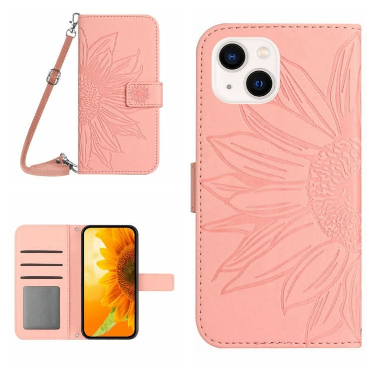 Skin Feel Sun Flower Embossed Flip Leather Phone Case with Lanyard, Series 2