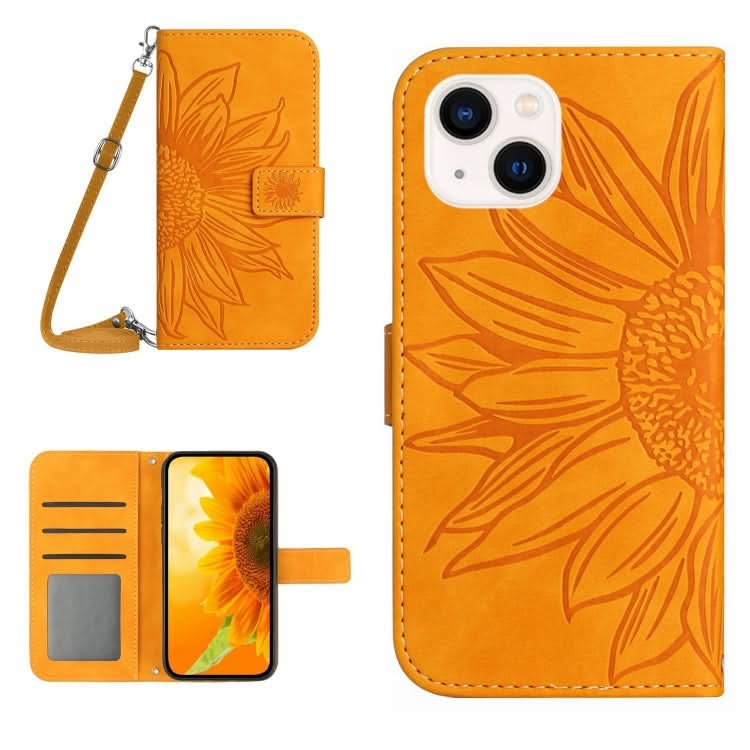 Skin Feel Sun Flower Embossed Flip Leather Phone Case with Lanyard, Series 2