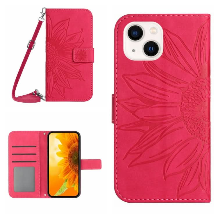 Skin Feel Sun Flower Embossed Flip Leather Phone Case with Lanyard, Series 2