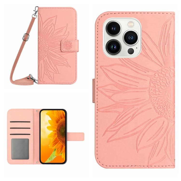 Skin Feel Sun Flower Embossed Flip Leather Phone Case with Lanyard, Series 1