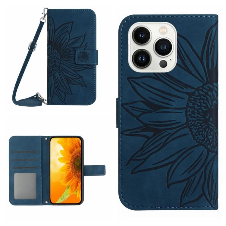 Skin Feel Sun Flower Embossed Flip Leather Phone Case with Lanyard, Series 1