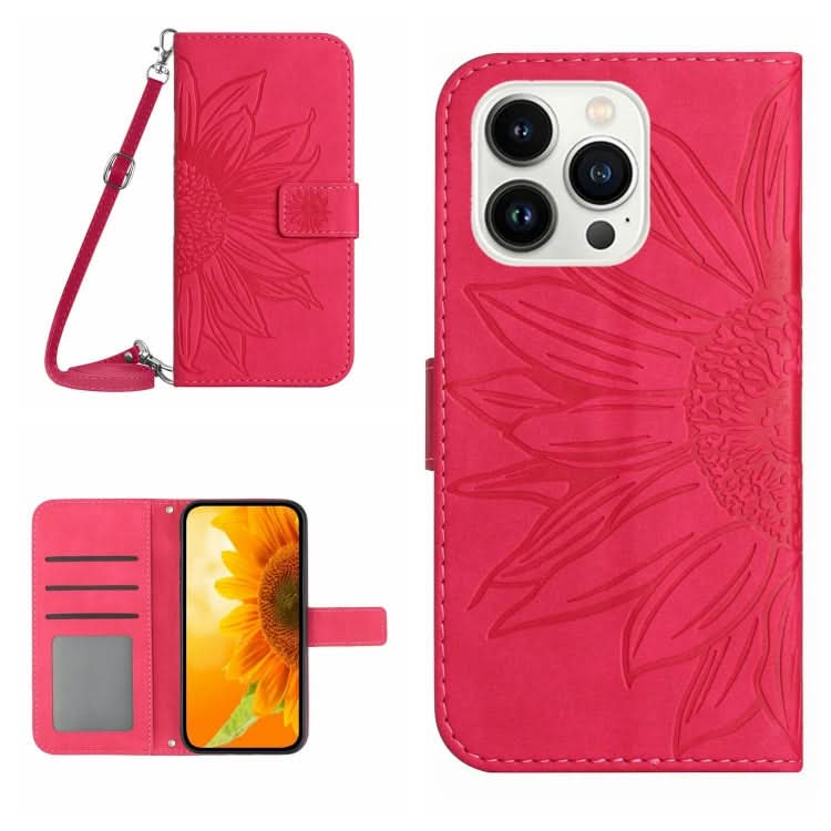 Skin Feel Sun Flower Embossed Flip Leather Phone Case with Lanyard, Series 3