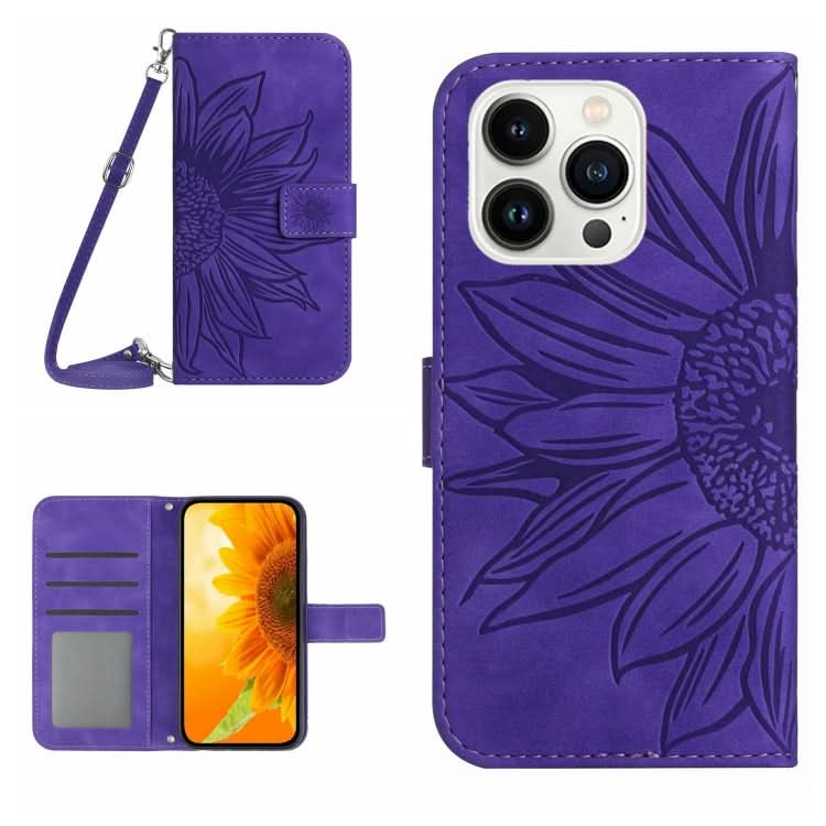 Skin Feel Sun Flower Embossed Flip Leather Phone Case with Lanyard, Series 3