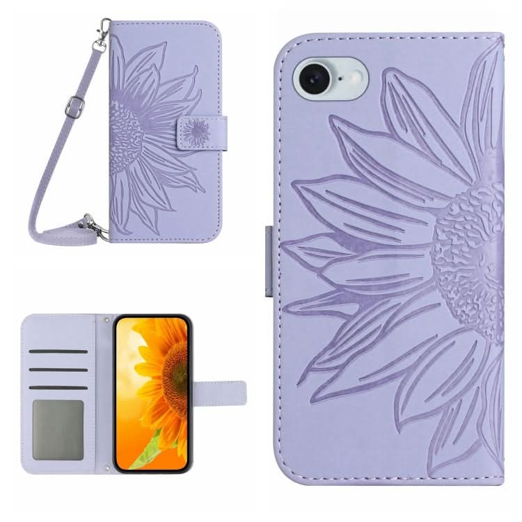 Skin Feel Sun Flower Embossed Flip Leather Phone Case with Lanyard, Series 2